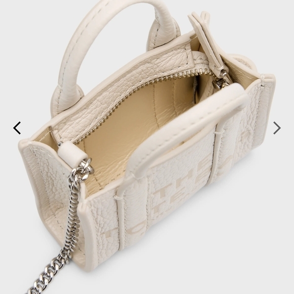 NWT-Marc Jacobs Ivory Nano Tote Cotton Silver - Picture 3 of 6